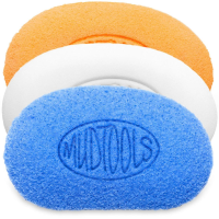 Three Mudtools mud sponges - blue, white and orange